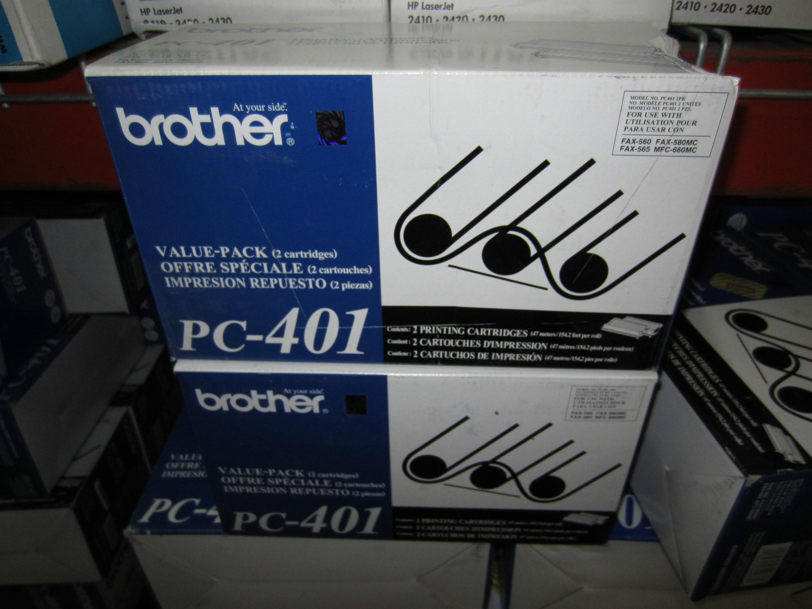 BROTHER PC-401  2 VALUE PACKS =4 CARTRIDGES FAX-560 FAX--565 FAX-580MC MFC-660MC
