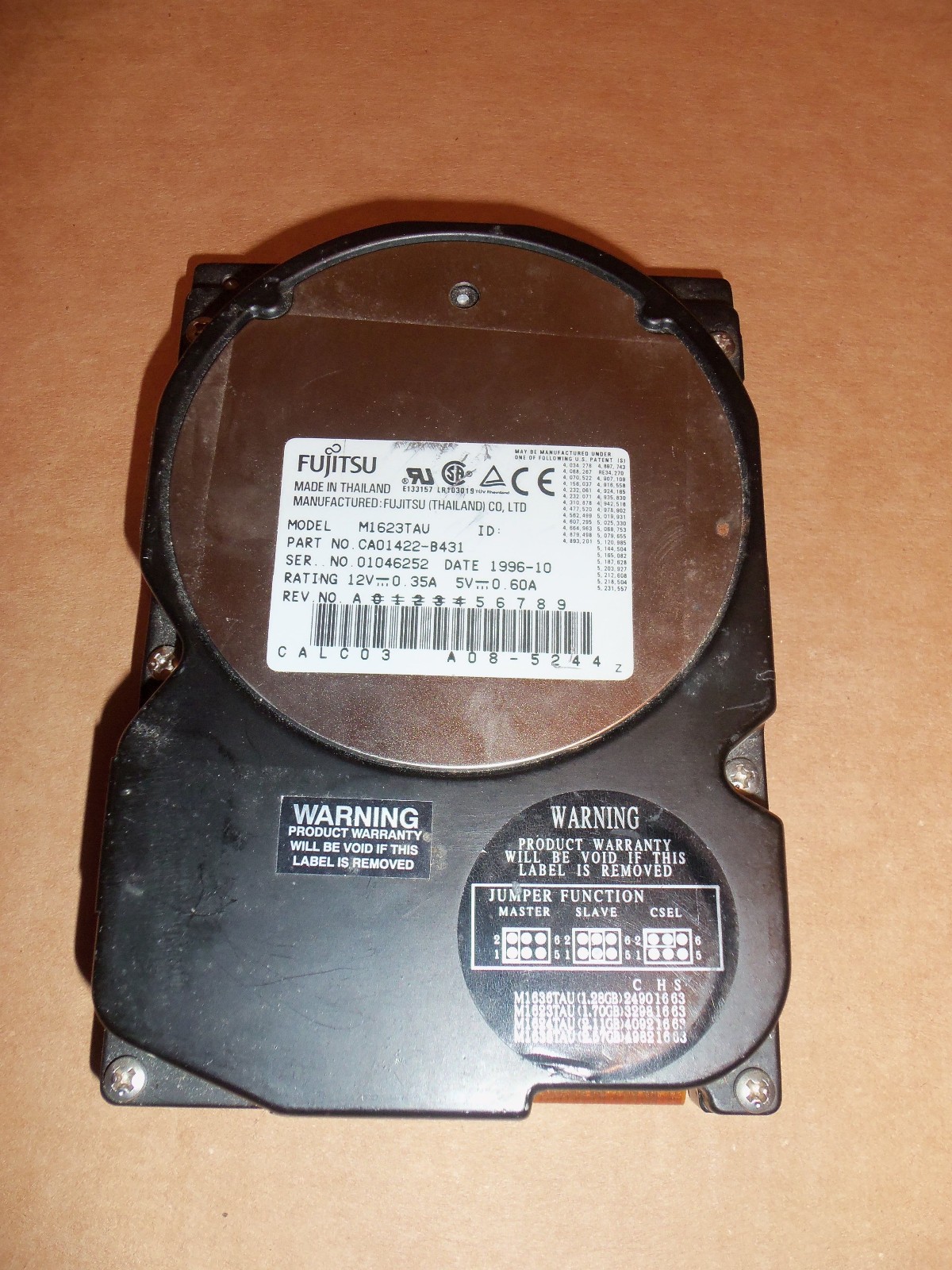 Fujitsu Internal IDE Hard Drive M1623TAU 1.70GB Tested Vintage