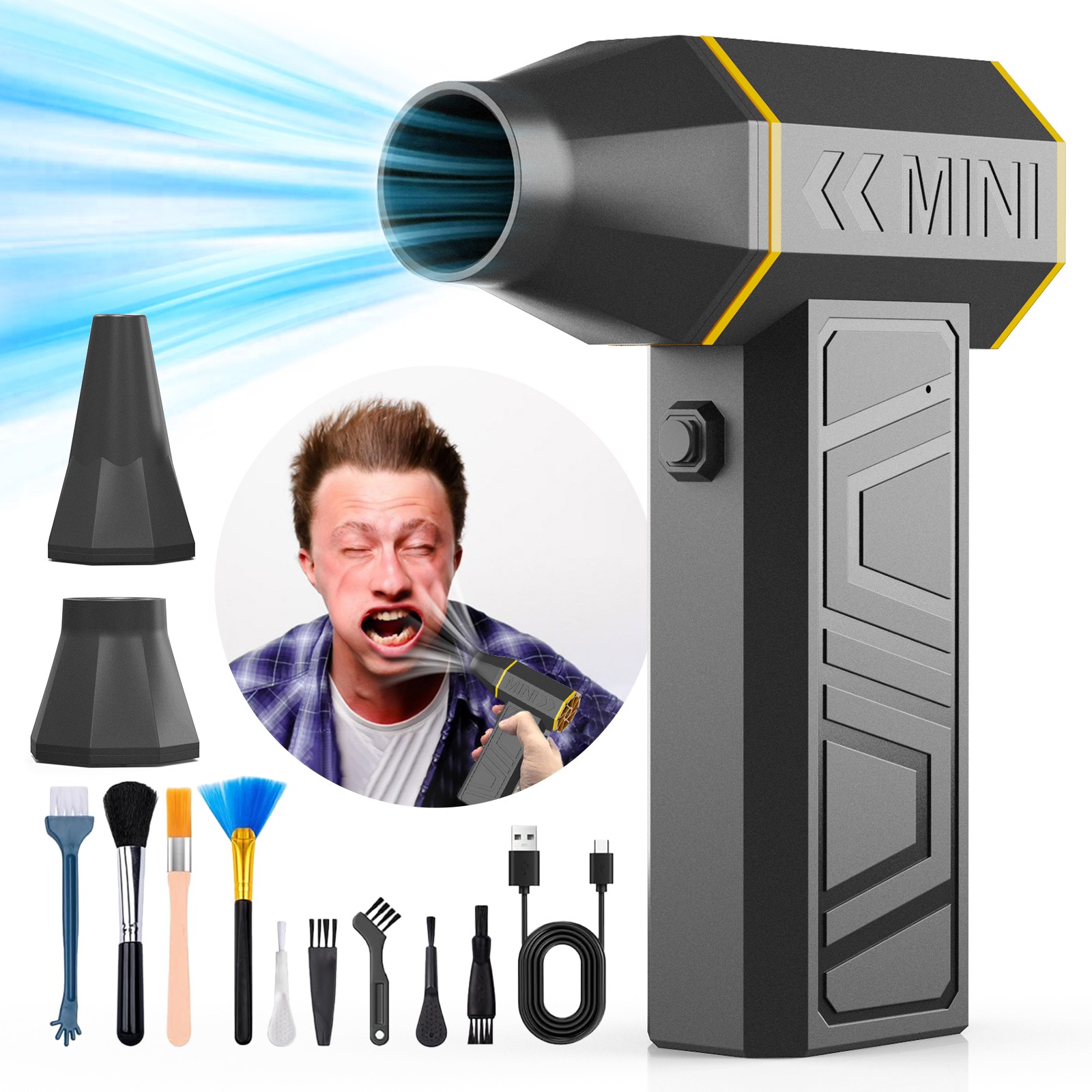Portable Compressed Air Duster Cleaner Cordless 180000RPM Powerful For Car Home