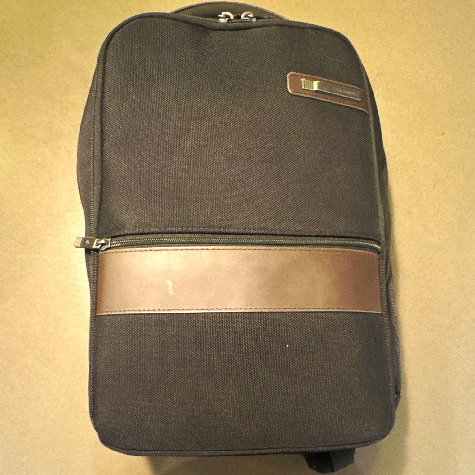 Samsonite Black Nylon Laptop Backpack 15 in Compatible Padded Brown Accent