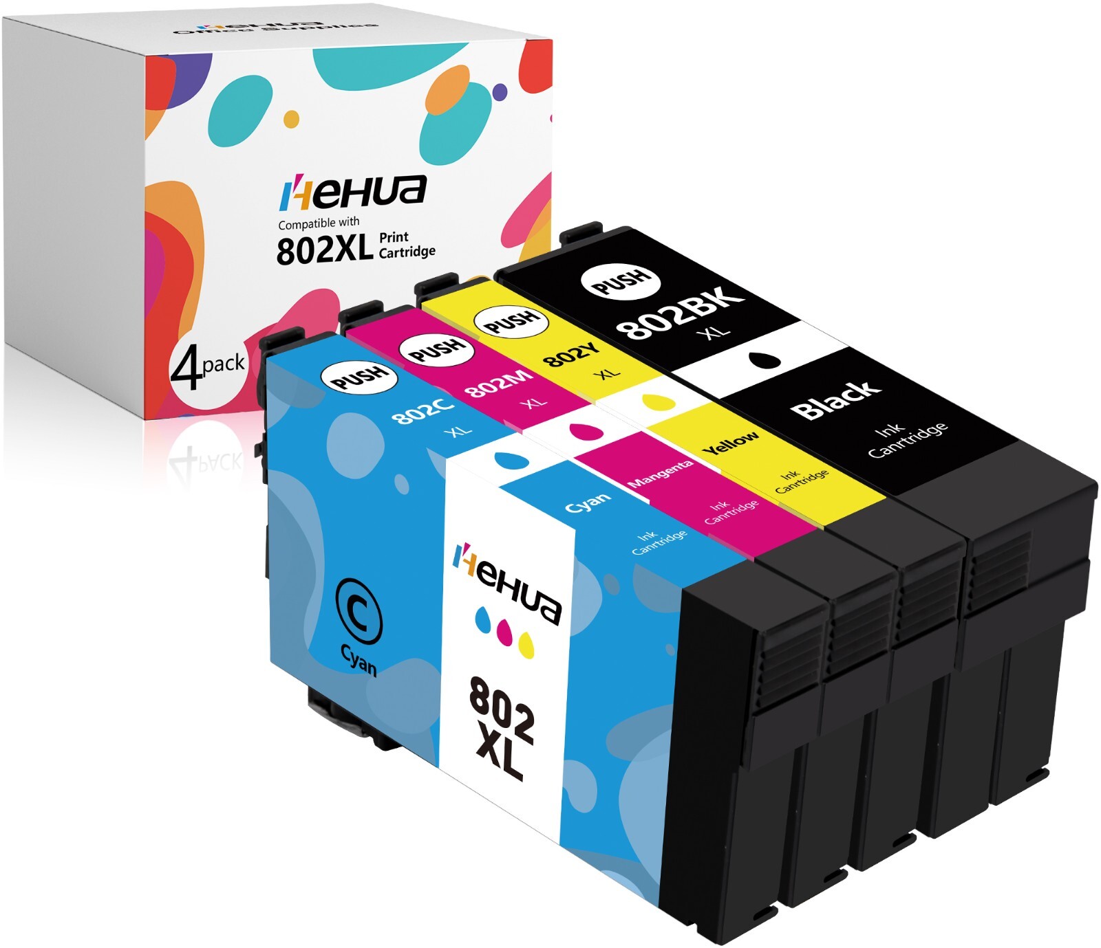 4P 802XL T802XL Ink Cartridges For Epson WorkForce Pro WF-4720 WF-4730 WF-4734