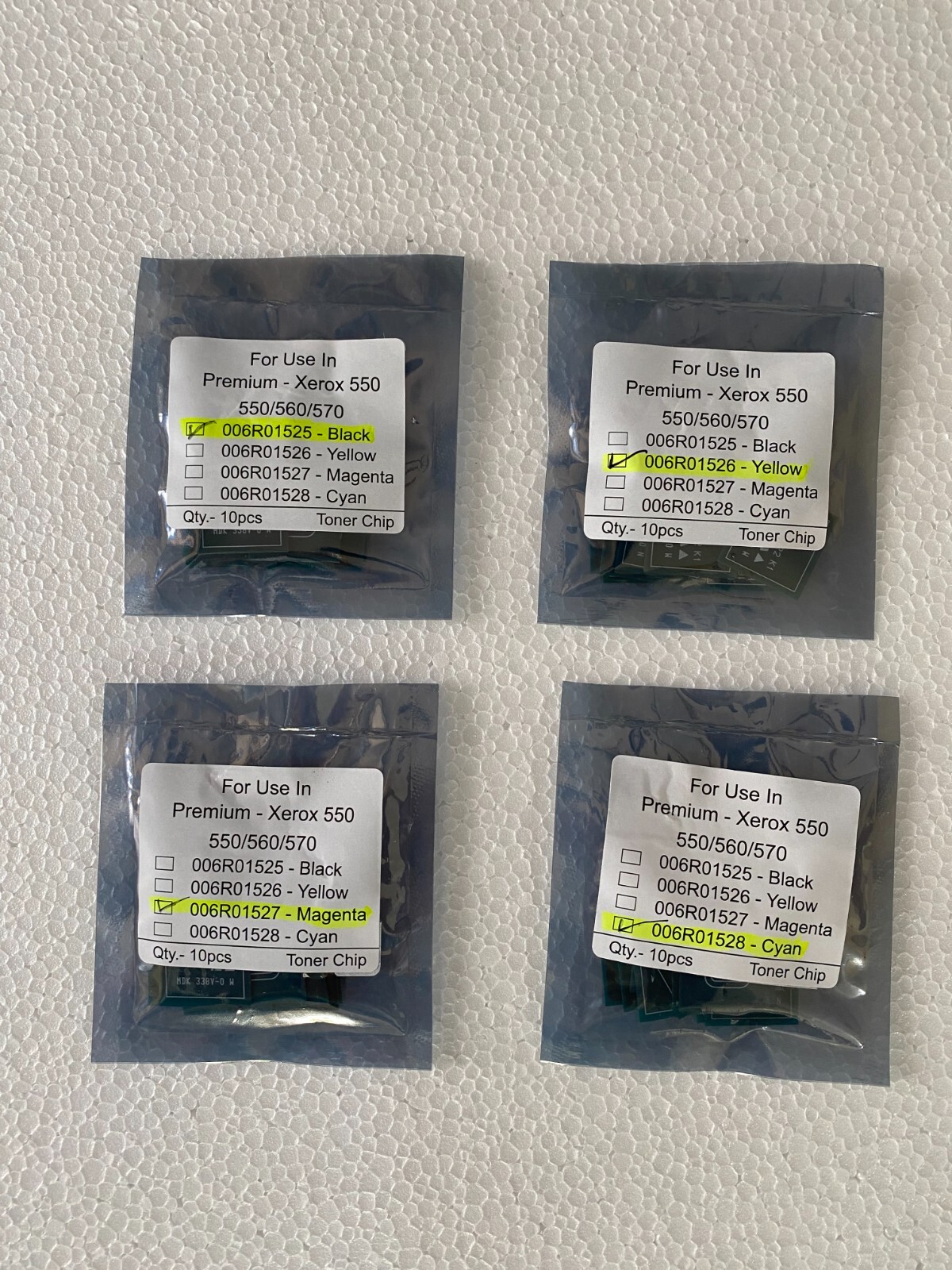 10 sets CMYK Toner Chip (006R01525/26/27/28) for Xerox DC 550,560,570 CMYK