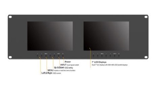 LILLIPUT RM-7024 7" 3RU Rack Monitors With dual VGA & Video in/outputs metalcase