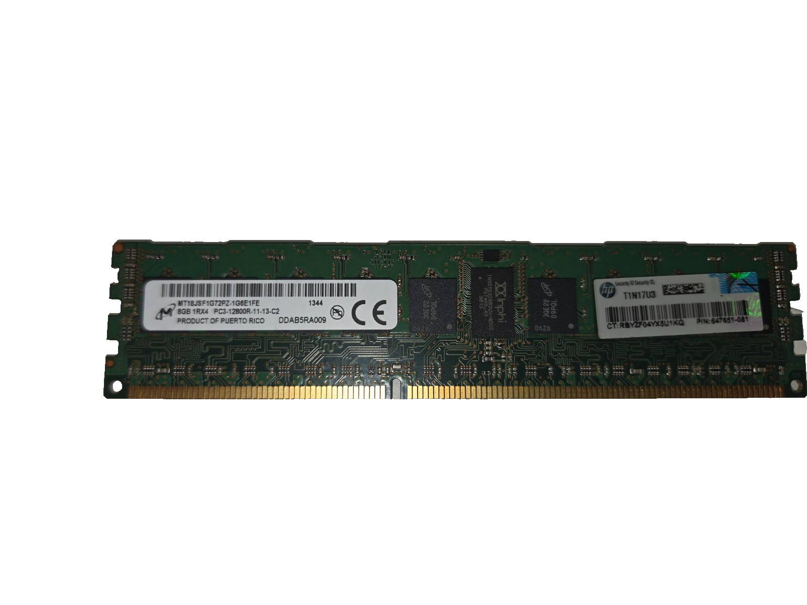 Lot of 21 Micron MT18JSF1G72PZ-1G6E1 8GB DDR3 1866MHz CL13 ECC RDIMM Memory