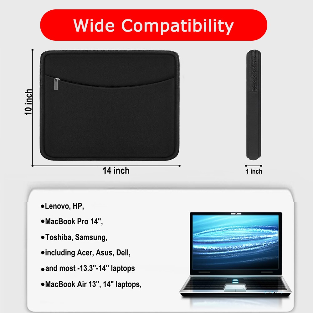 Laptop Sleeve Case 13" 14" 15" 16" Shockproof Protective Bag for MacBook Dell HP