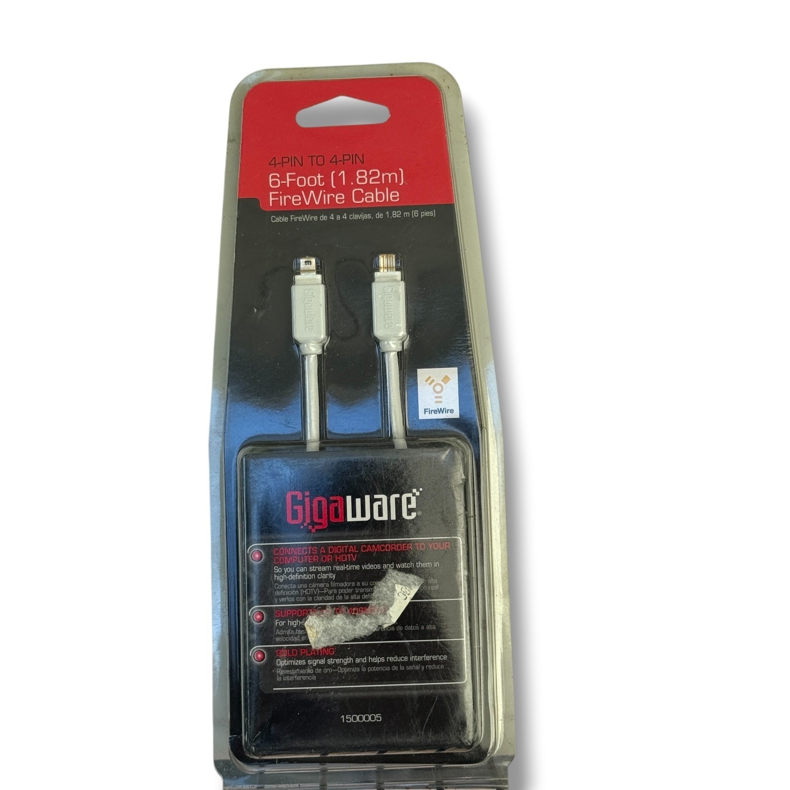 Gigaware 4-Pin to 4-Pin FireWire Cable 6-Foot 1.82m IEEE 1394 400Mbps 1500005