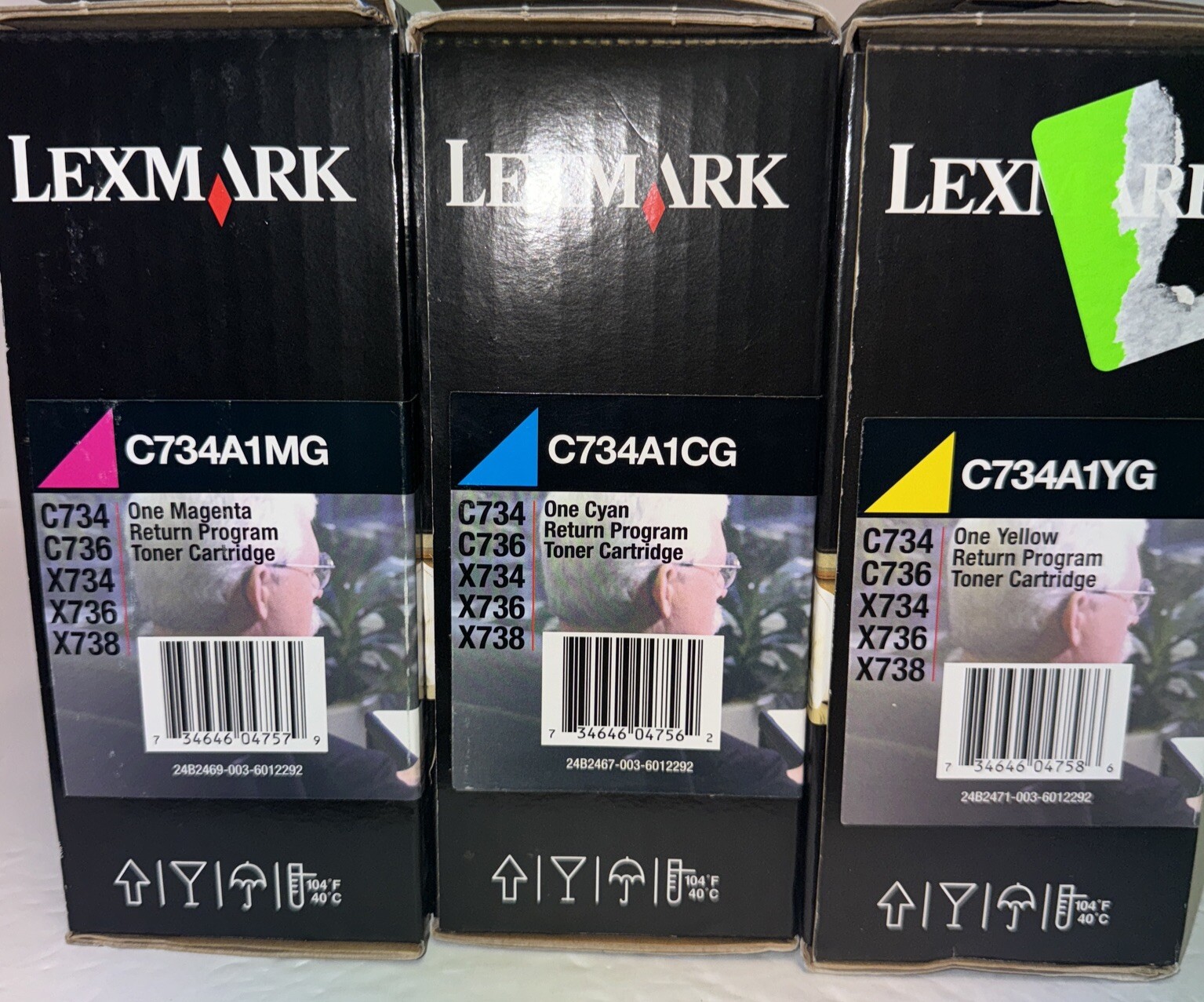 Lexmark SET OF THREE COLOR TONERS C734A1YG C734A1MG C734A1CG Color Toner Set.