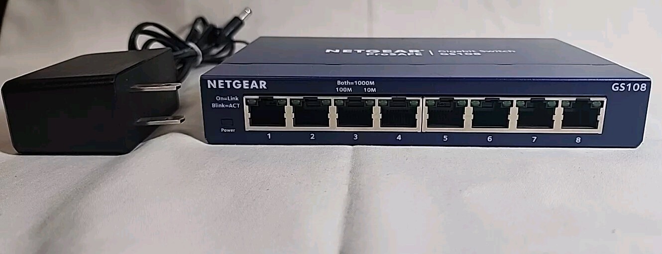 NETGEAR GS108 ProSafe 8-Port GbE Unmanaged Switch w/ Power Adapter
