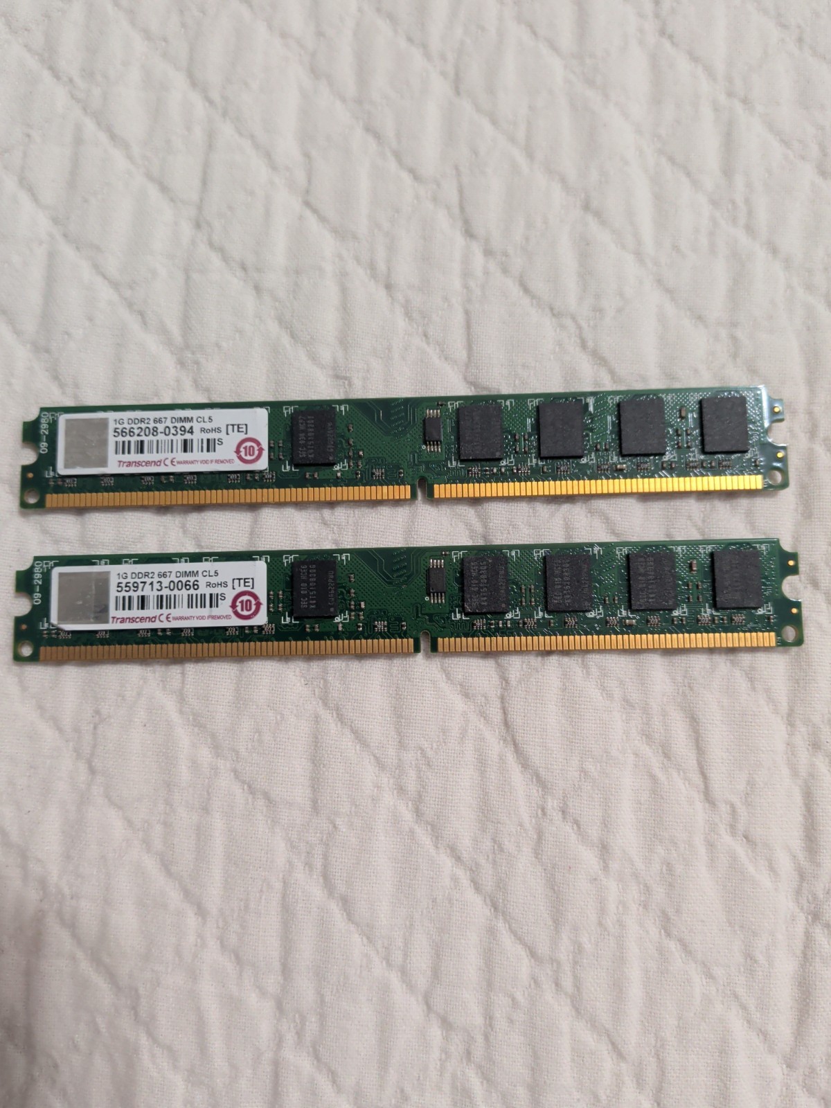 2GB 2x1GB Transcend 1GB 667MHz PC2 5300 240-Pin 1.8V DDR2 SDRAM U-DIMM