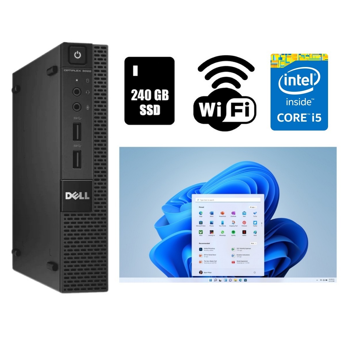 Dell OptiPlex 9020 Desktop Micro Core i5 16GB Ram 240GB SSD Wi-Fi Windows 11 Pro