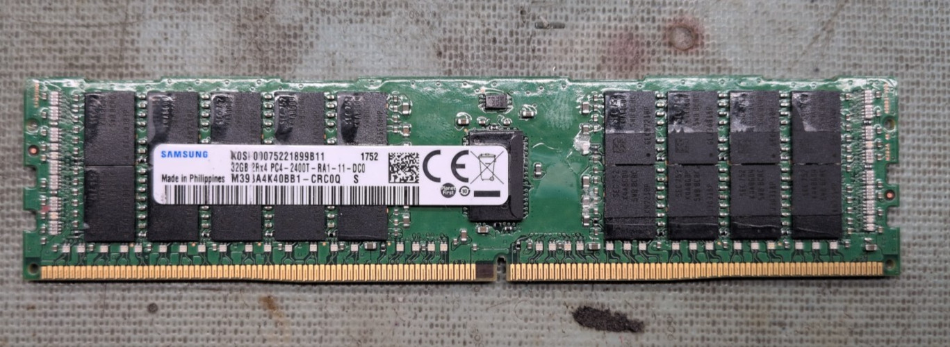 Samsung 32GB DDR4-2400 ECC RDIMM 2Rx4 PC4-19200 M393A4K40BB1-CRC0Q Server RAM