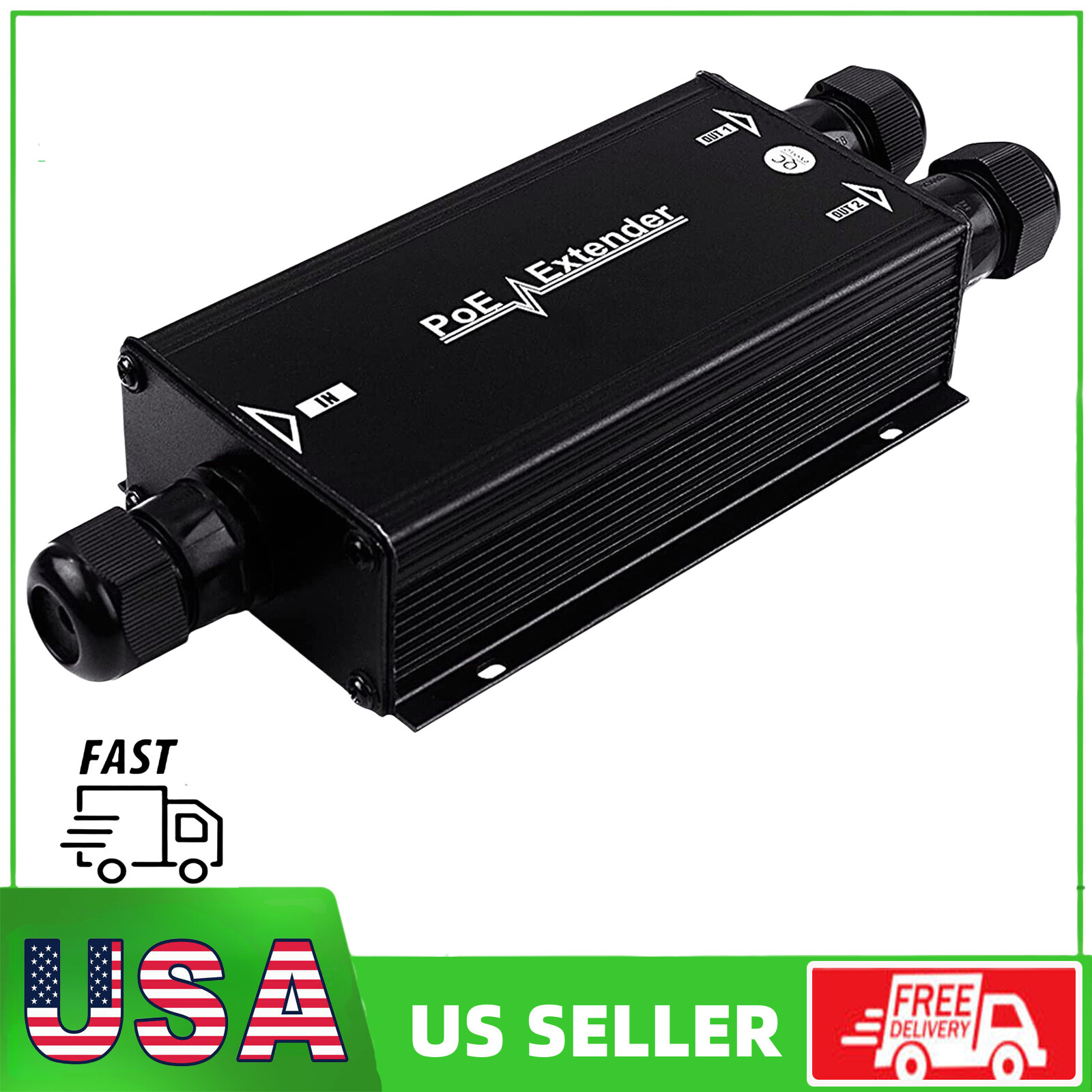 Gigabit Outdoor Poe Extender 2 Output Poe Ports IP67 Waterproof Wall-Mount 60W