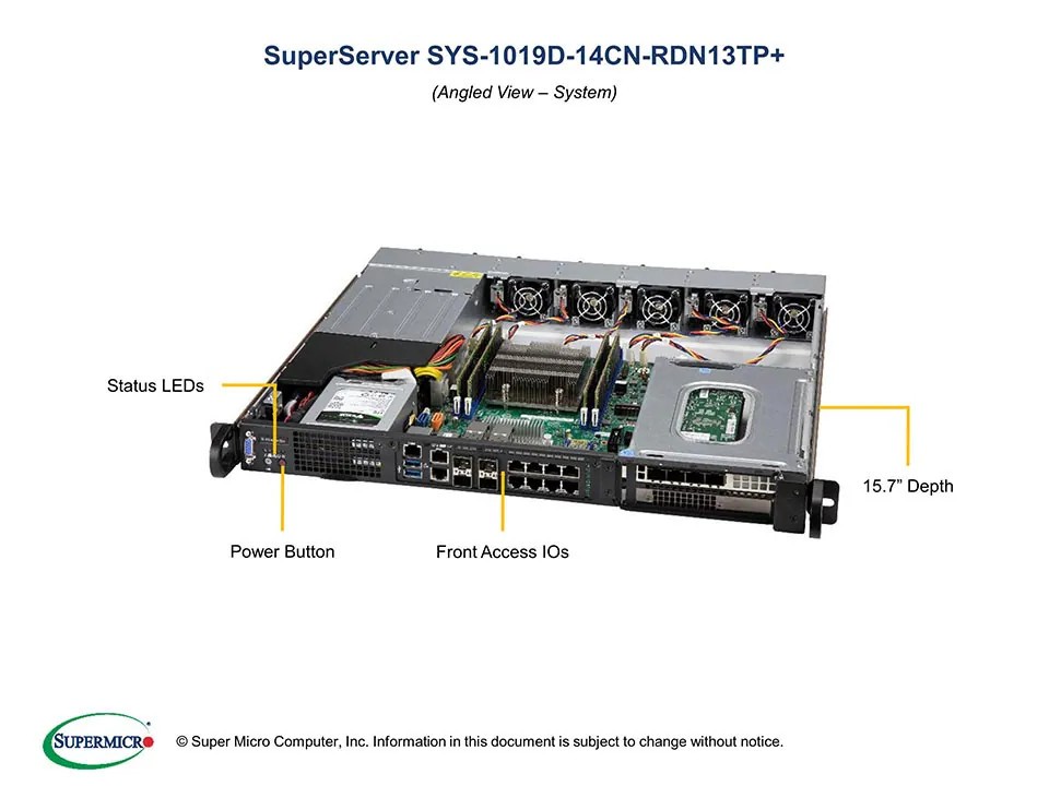 SuperMicro SYS-1019D-14CN-RDN13TP+  1U Server with Redundant 600W Power Supplies