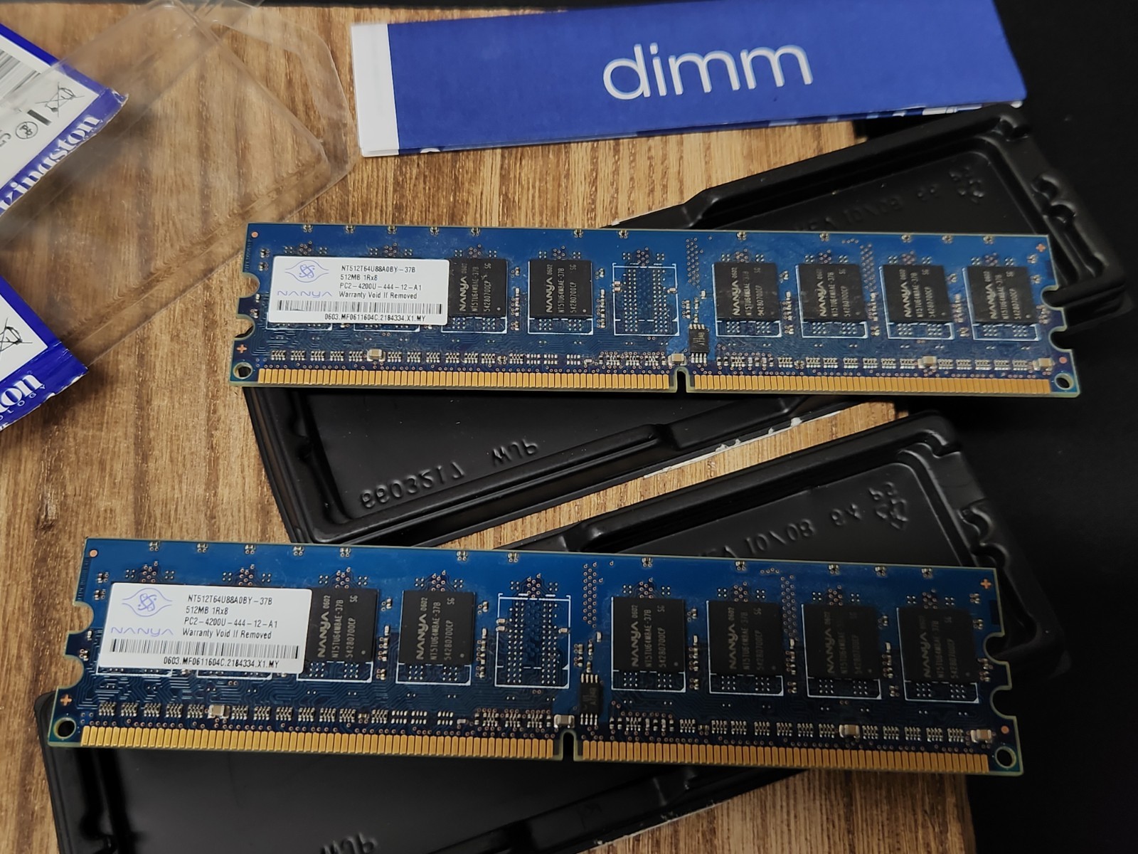 LOT OF Two (2) NANYA PC2-4200U-444-12-A1 512 MB 1Rx8  MEMORY RAM - Untested