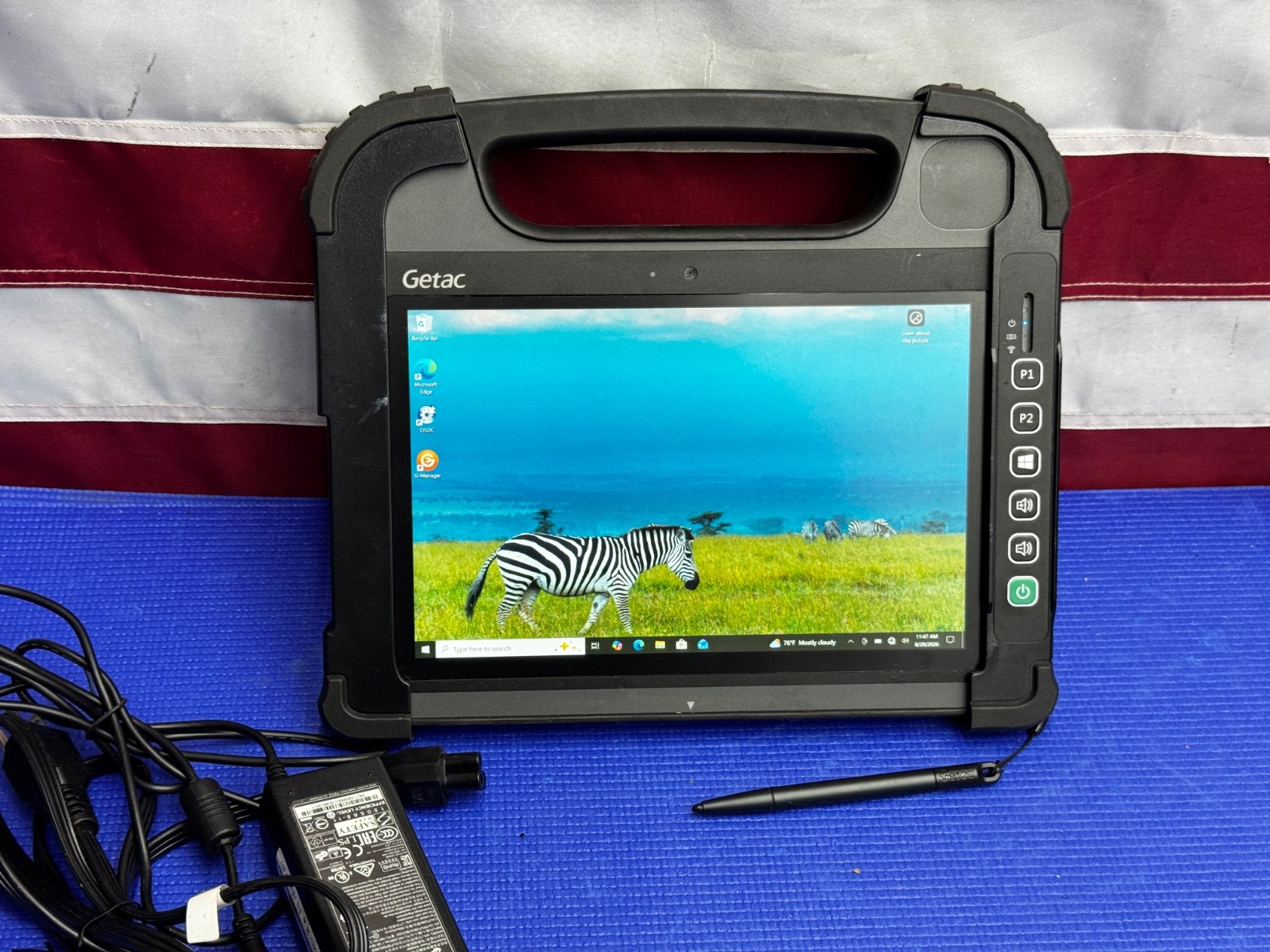 GETAC RX10 Rugged Tablet Core M-5Y71 8GB RAM 128GB SSD Windows 10 Pro w/ Stylus