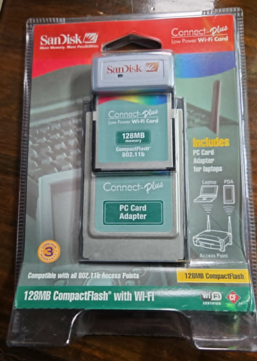 Brand New SanDisk Wireless 802.11b CF Card w/PC Card SDWCFB-128-768 NIP