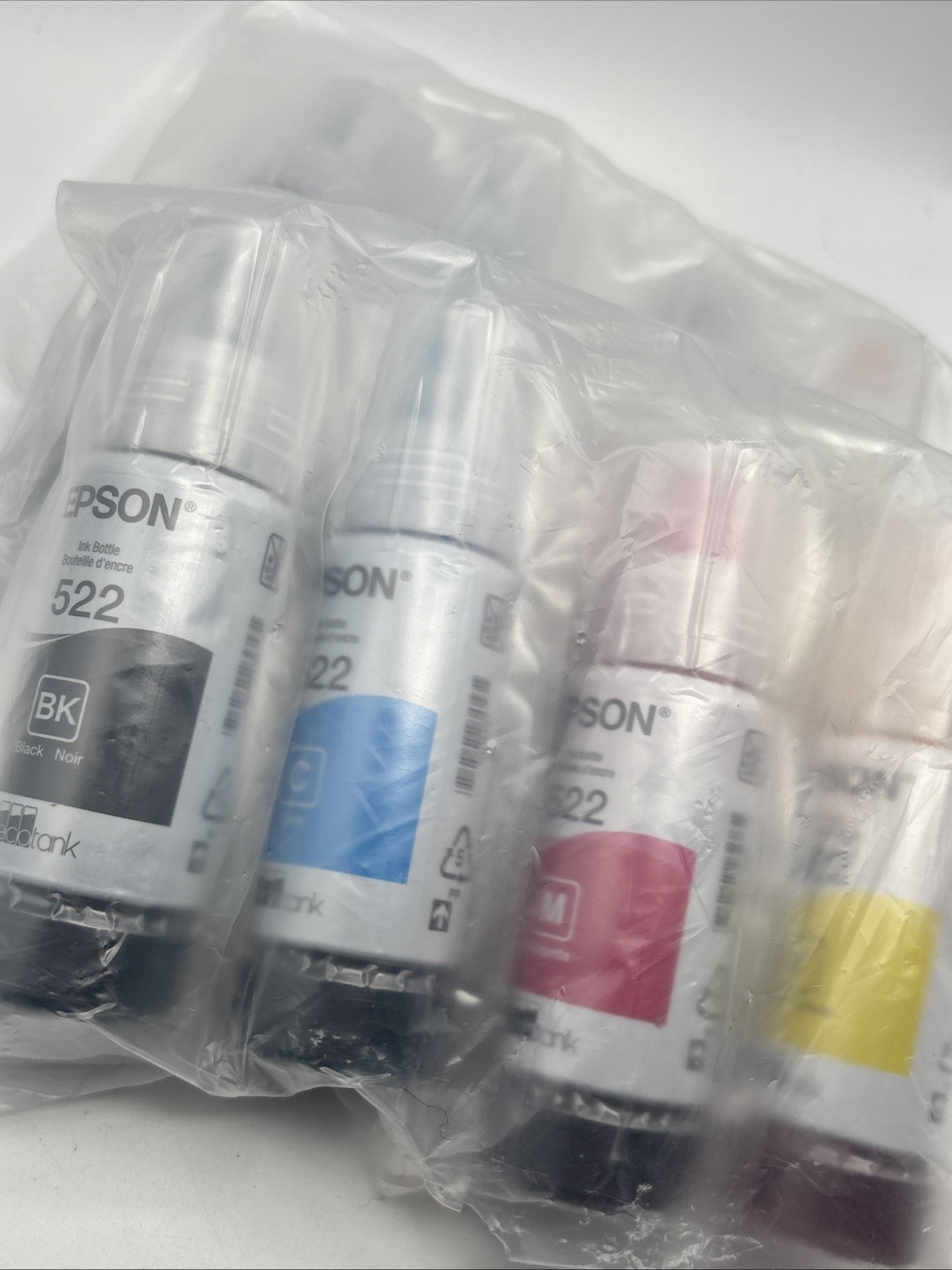 2x Epson 522 EcoTank Ink 4-Pack OEM CMYK 65ml Bottles Exp 2027 & 2030