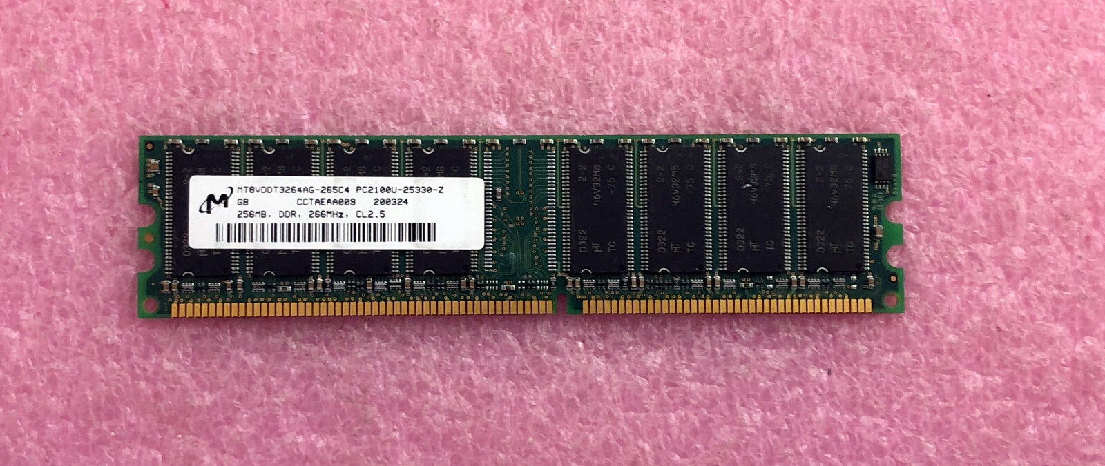 1 X 256MB MICRON PC-2100 DDR-266 NON-ECC MEMORY RAM MT8VDDT3264AG-265C4