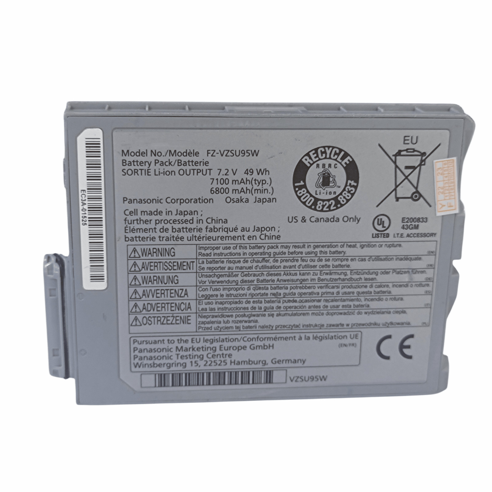 Genuine FZ-VZSU 95W 49Wh  7.2V  Battery Replacement  for Panasonic FZ-M1 CF-B2
