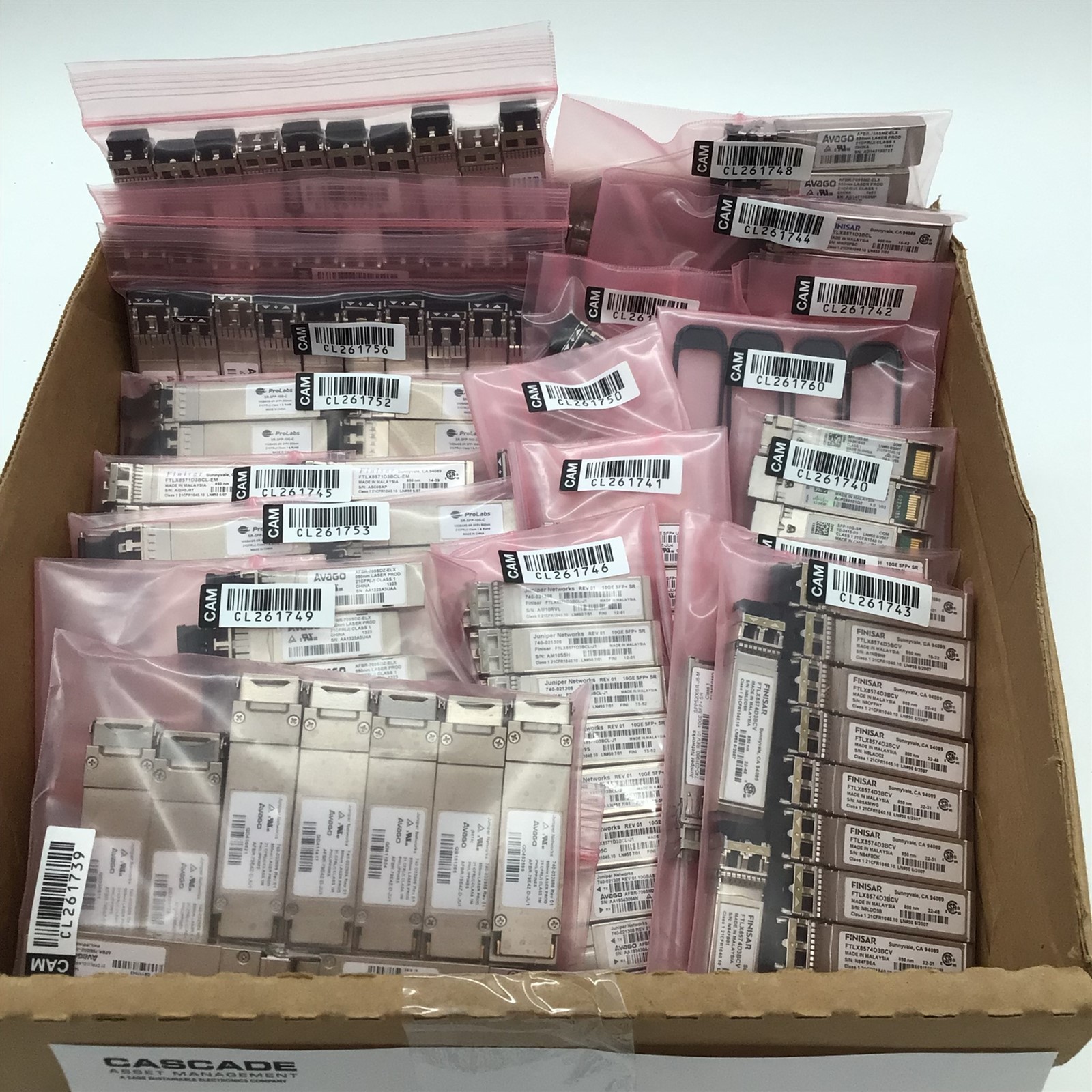 Lot of 285 Transceiver Modules Cisco Brocade Juniper Avago Finisar