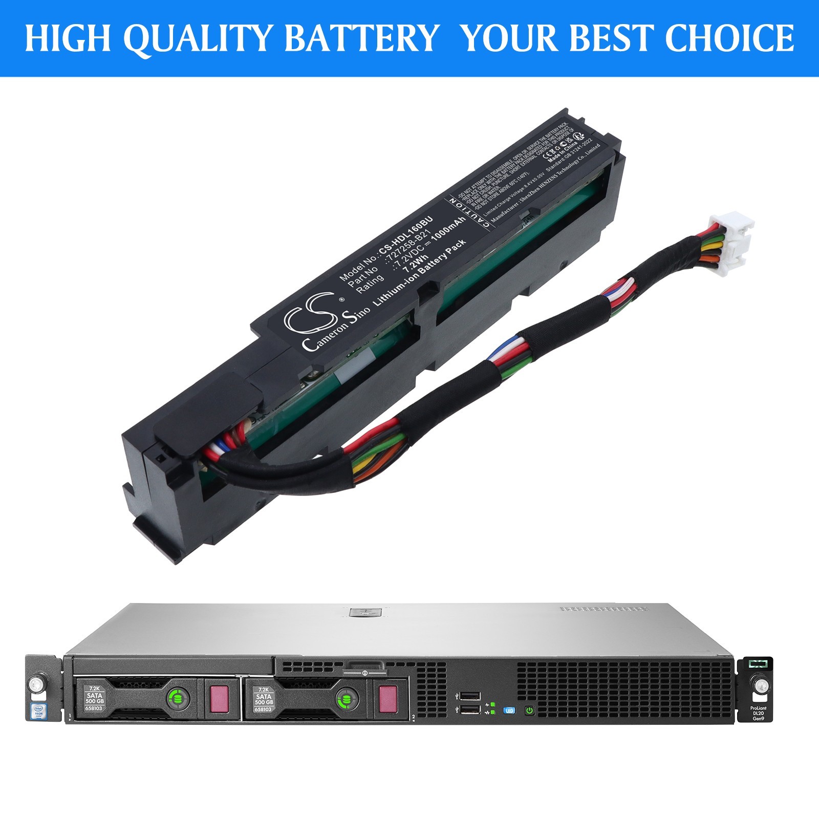 BATTERIE 1000mAh 727258-B21 for HP StoreEasy 1000 Storage, StoreOnce Systems