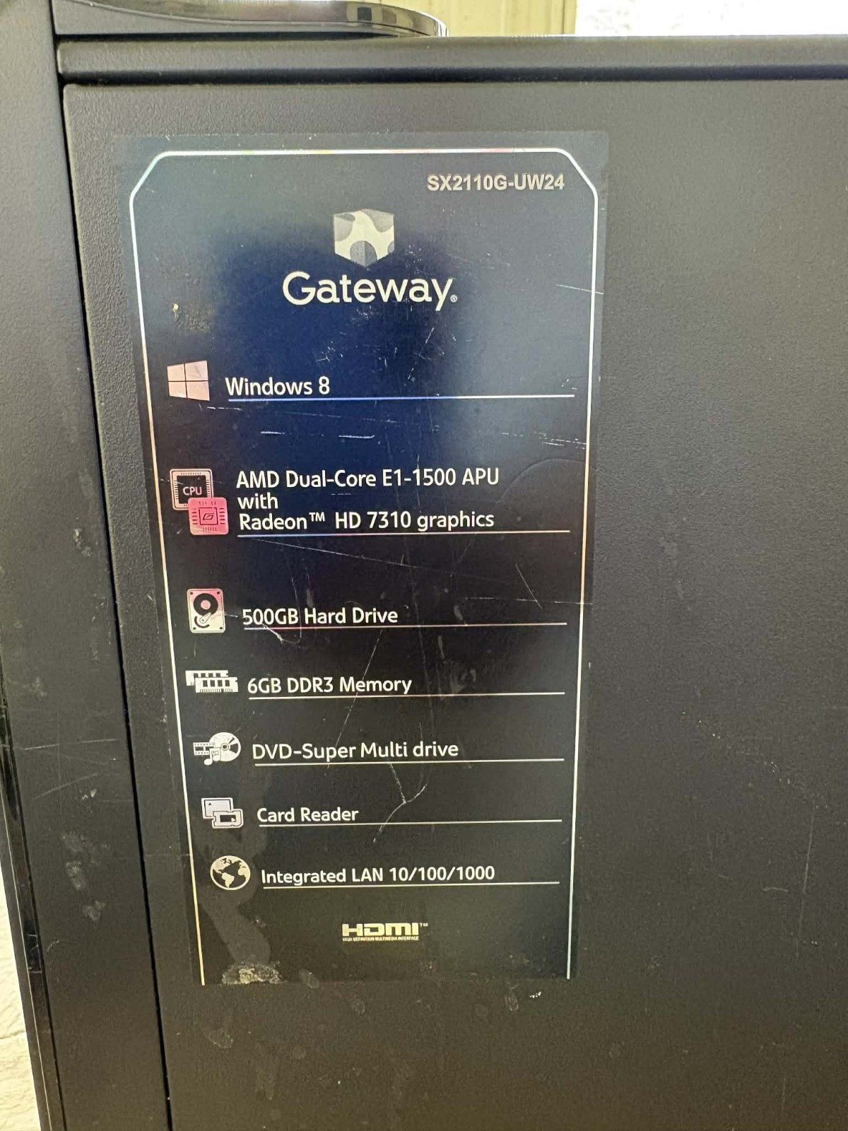 Gateway SX2110G-UW24 Desktop, AMD E1-1500, 6GB RAM, 500GB HDD, Windows 8