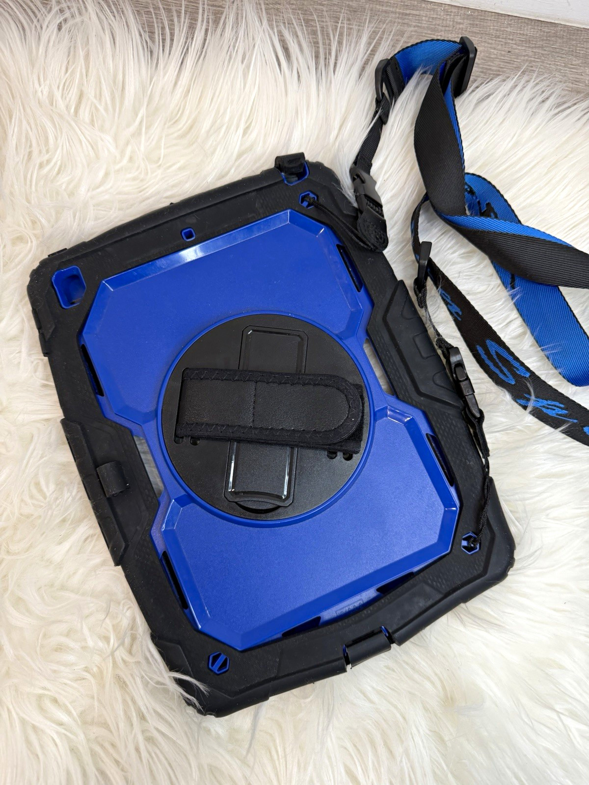 Blue/Black Rugged Tablet Case Shockproof w/ Hand Strap & Integrated Stand