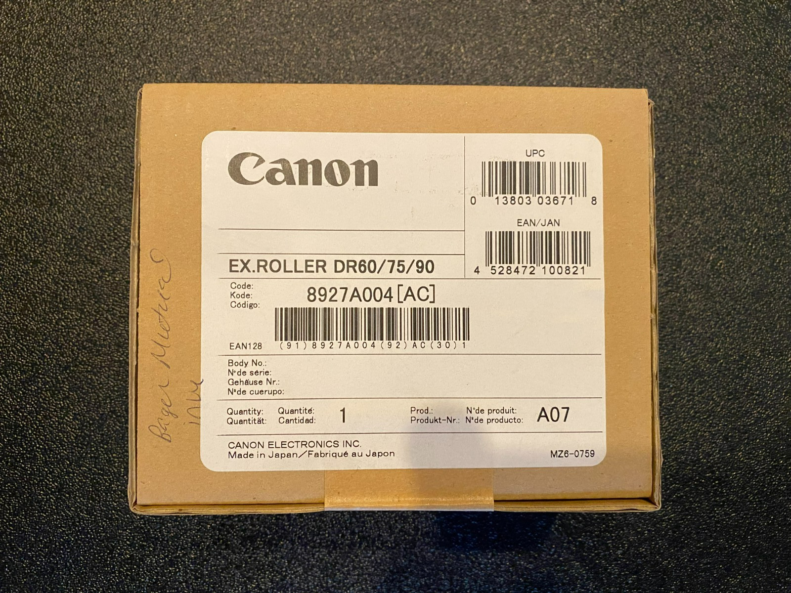 CANON SCANNER EXCHANGE ROLLER KIT DR60/75/90 #8927A004 AC