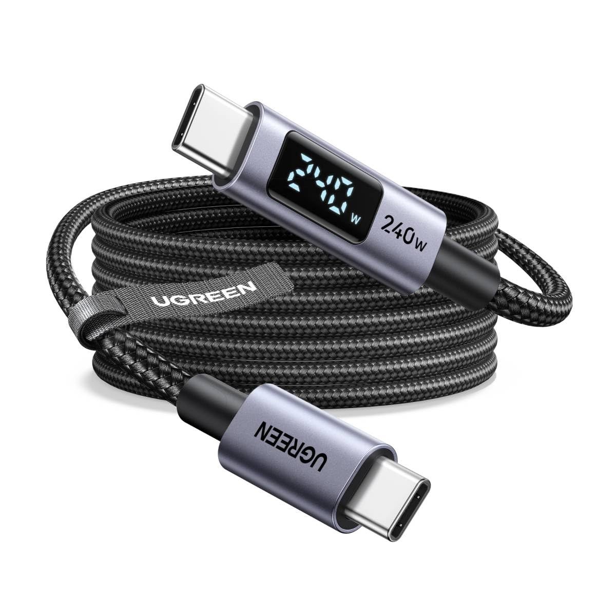 UGREEN USB C 240W Cable w/ Digital Display PD 100W Fast Charging 6.6FT Black