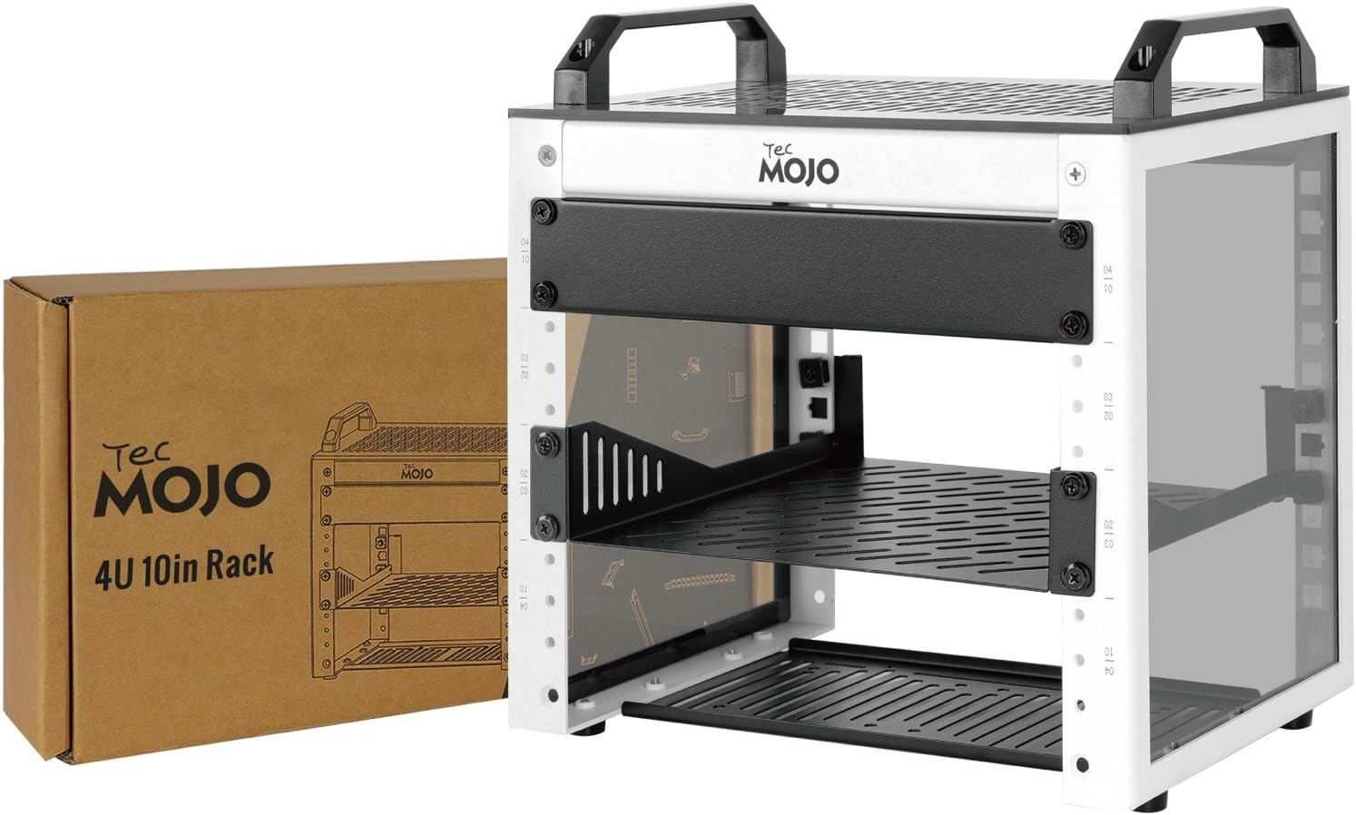 Tecmojo 4U Network Rack, 10 Inch Mini Server Rack with 2 Side Translucent Panels