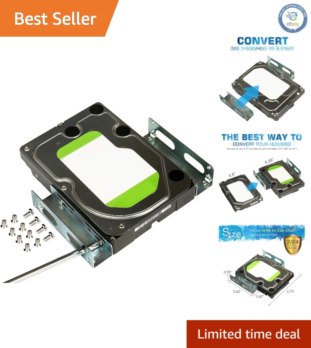 Durable 3.5" to 5.25" Hard Drive Adapter Bracket - Effortless Installation