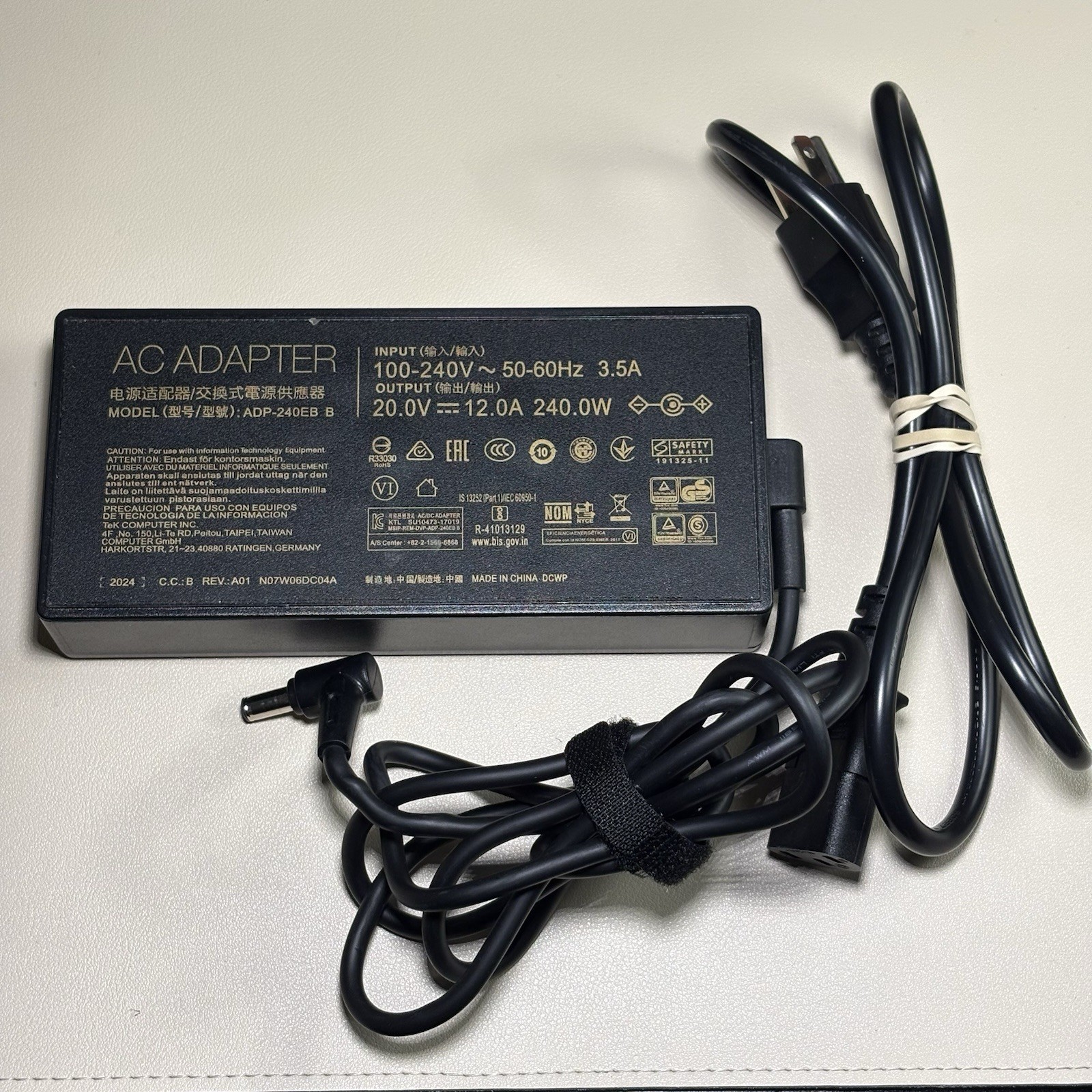 240W ADP-240EB B 20V 12A AC Adapter Power Supply for ASUS ROG 15 Not Tested