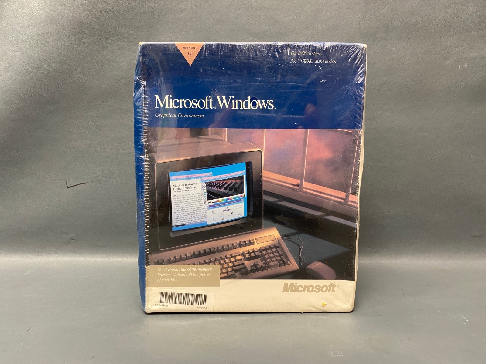 SEALED VTG 1990 Microsoft Windows 3.0 720K MS-DOS 3.5" Floppy Disk Retail Box