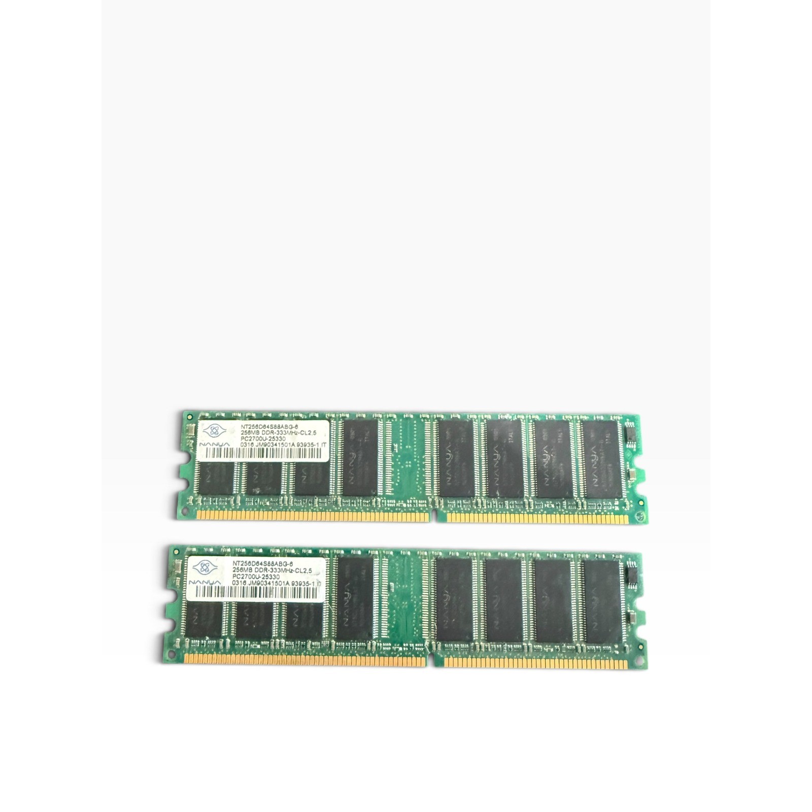 Nanya 512MB 2x256MB DDR-333MHz PC2700U Desktop RAM NT256D64S88ABG-6 CL2.5