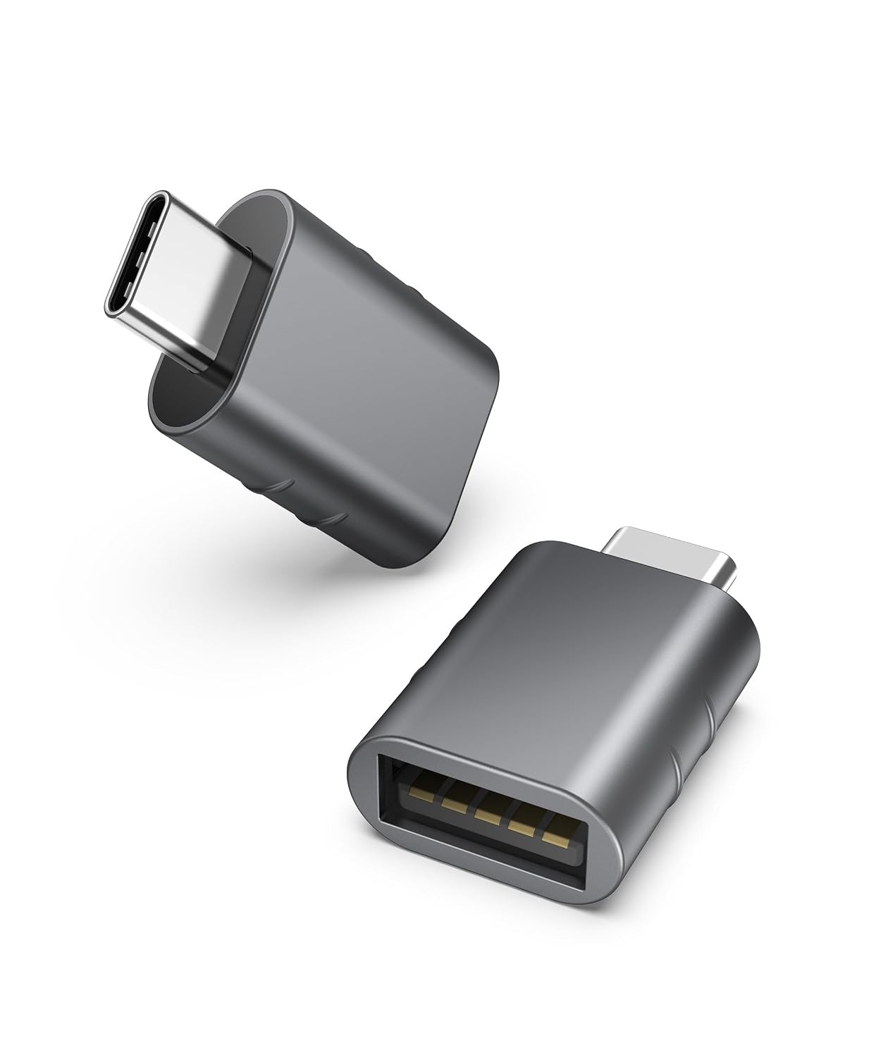USB C to USB 3.0 Adapter Pack of 2 Space Grey 3/4" Size 1.08 x 0.65 x 0.32