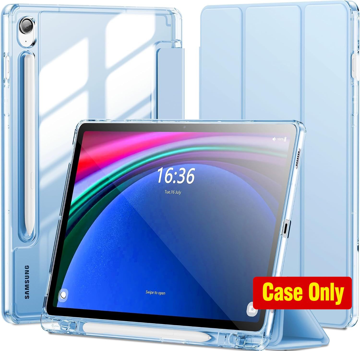 Slim Clear Case for Samsung Galaxy Tab S10 Lite 10.9" with S Pen Holder, Blue