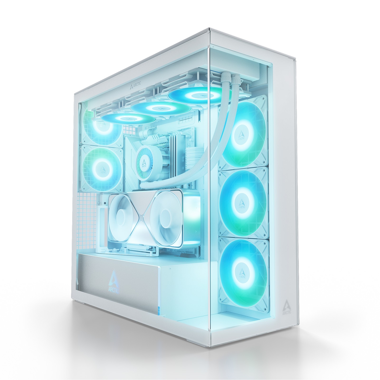 ARCTIC Xtender VG (Mirror White) PC Case Vertical GPU Mount Mirrored Glass