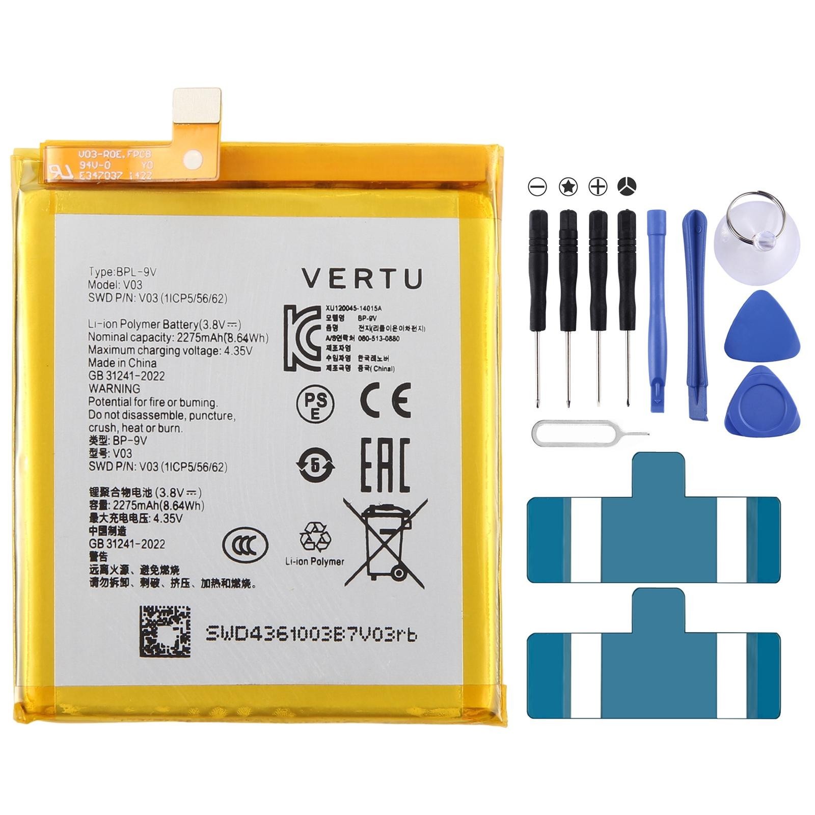 For VERTU Aster Signature Touch V03 2275mAh BPL-9V Battery