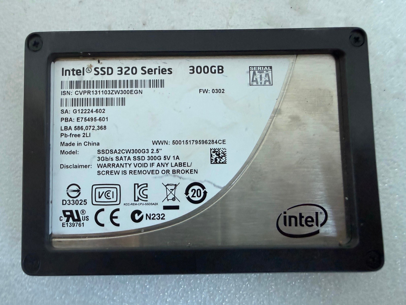 Intel 320 Series 300GB 2.5" SATA 3Gb/s SSD SSDSA2CW300G3