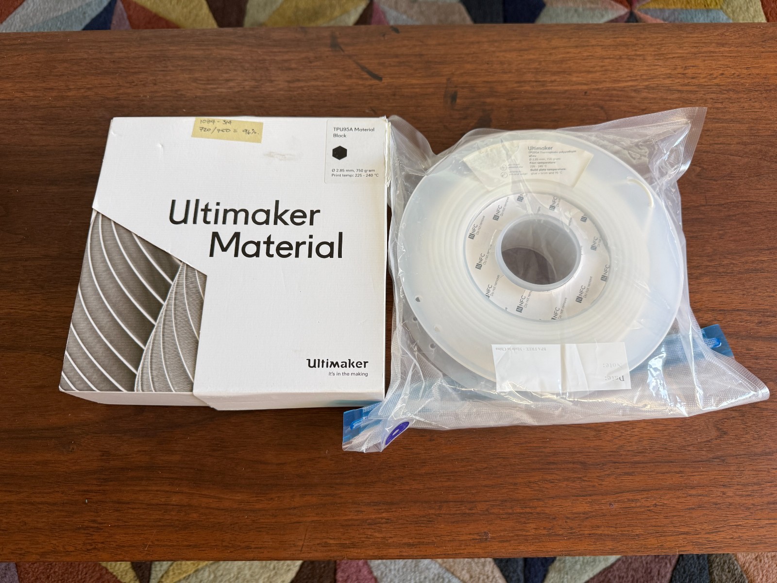 Ultimaker TPU 95A 2.85mm RFID Filament 2 Roll Lot 1858g S5 S3 UM3