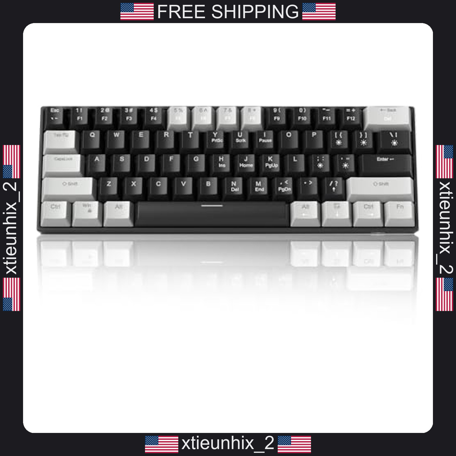 Mechanical Gaming Keyboard 61 Keys Compact Blue LED Red Switches PC Laptop