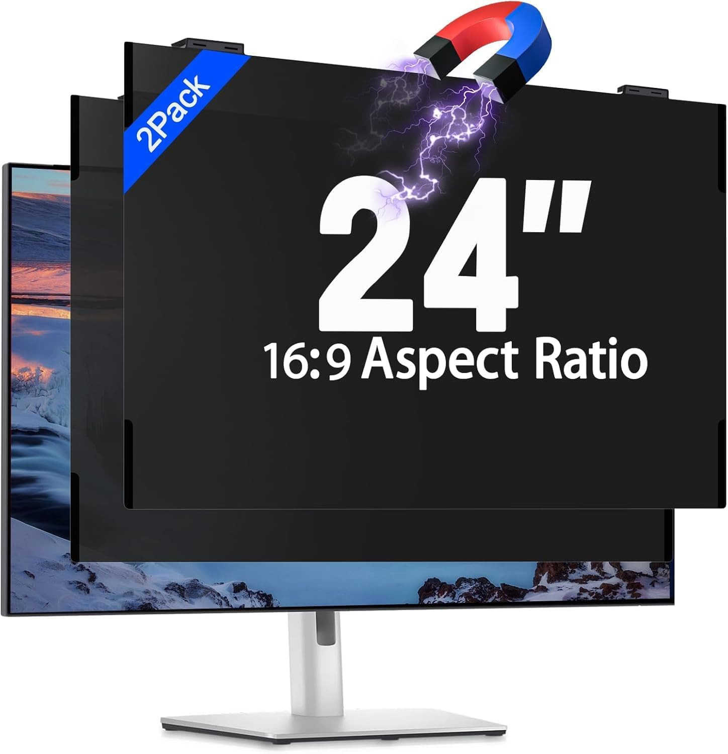 2 Pack 24 Inch Magnetic Computer Privacy Screen Filter for Monitor 16:9 Aspect R