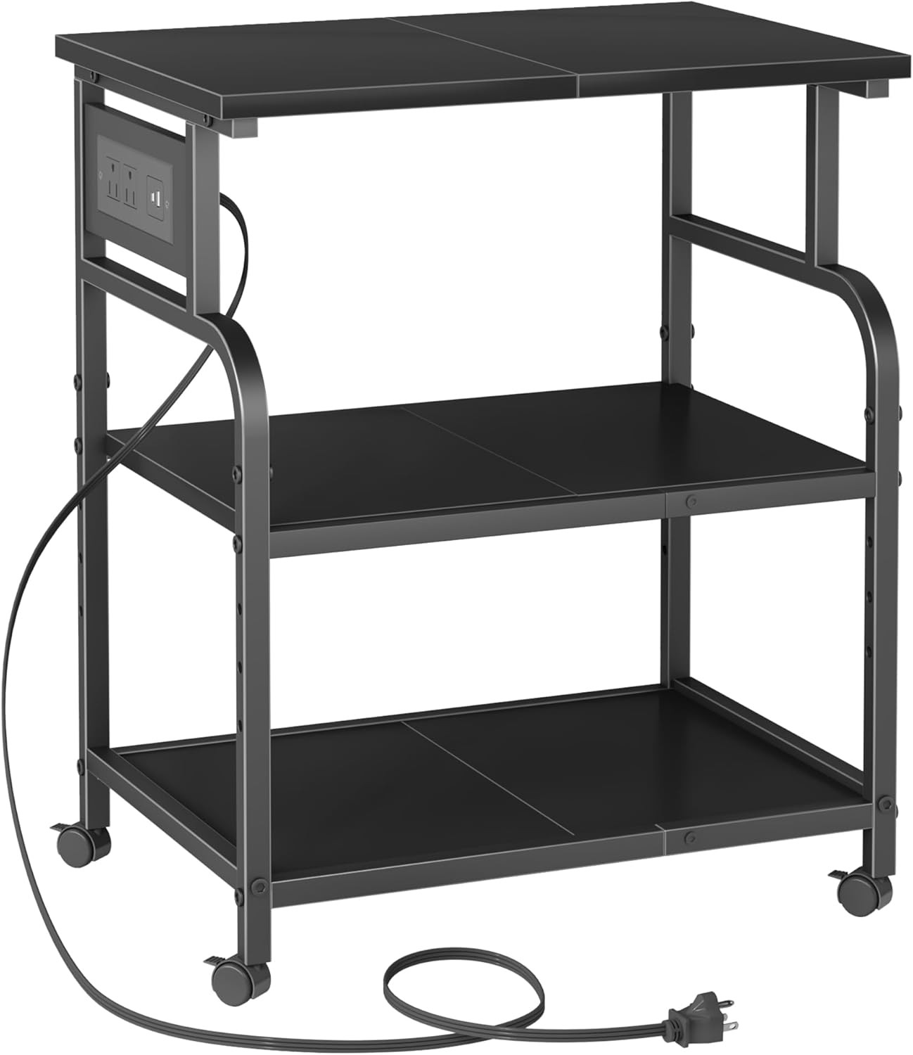 YAOHUOO 3 Tier Large Printer Stand with Power Outlet/Adjustable Shelf | 22"X15"