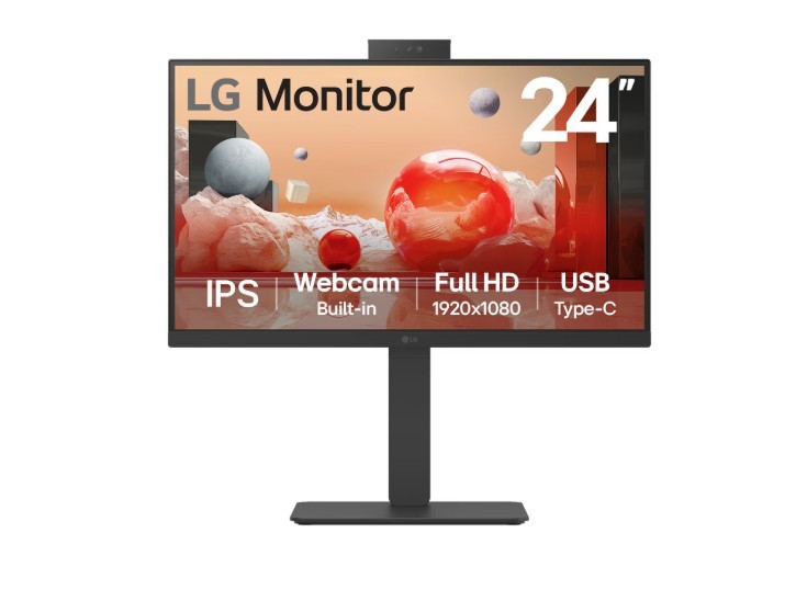 LG 24' Full HD IPS 100Hz Monitor, 1920x1080, Built-in Full HD Webcam/Mic/Spea...
