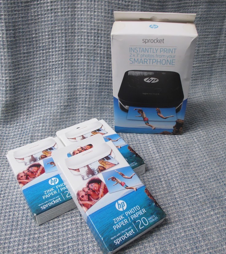 HP Sprocket Portable Photo Printer Black Bluetooth with 60 ZInk Photo Paper