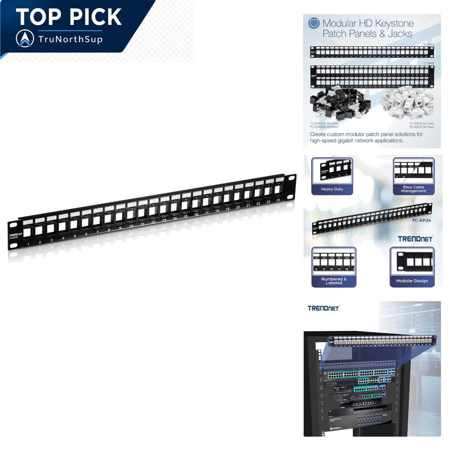 Trendnet 24-Port Blank Keystone 1U Patch Panel for Cat6 Ethernet Network