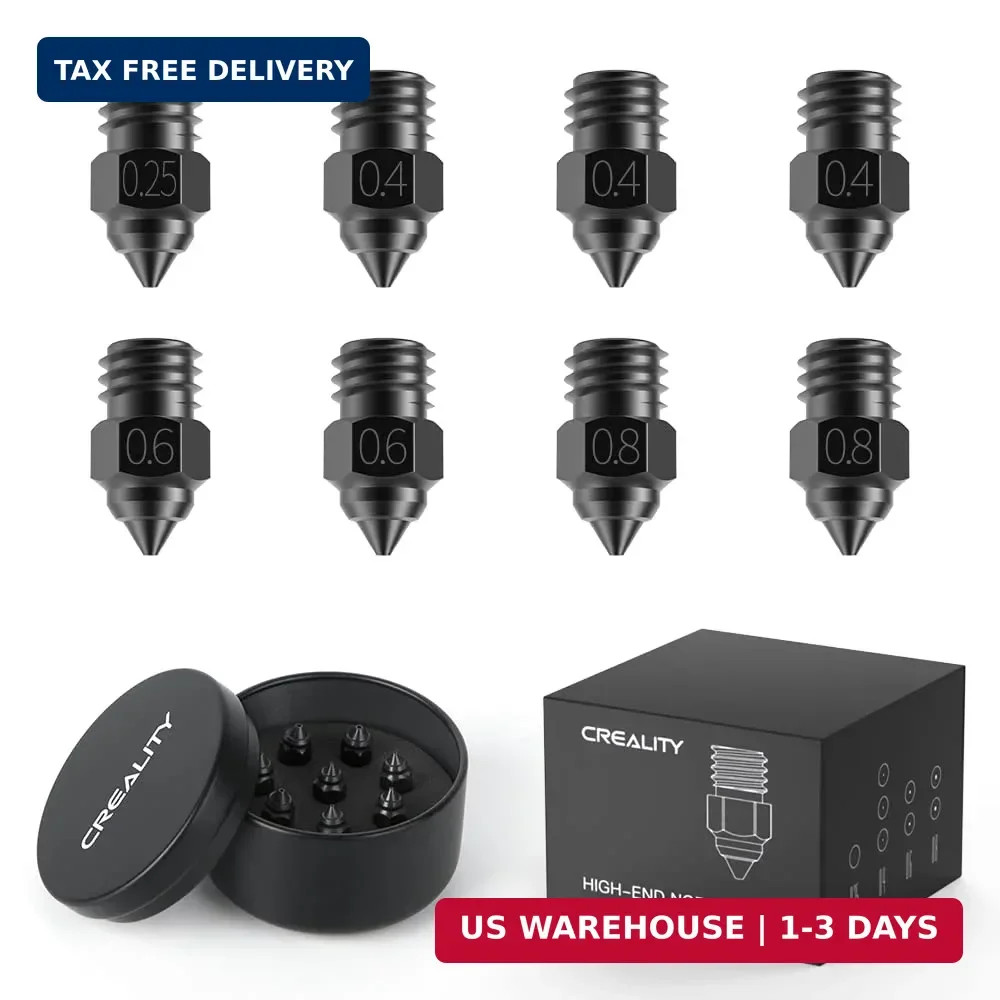 Official Creality High-end Hardened Steel MK8 Nozzles 8PCS, High-Temperature Wea