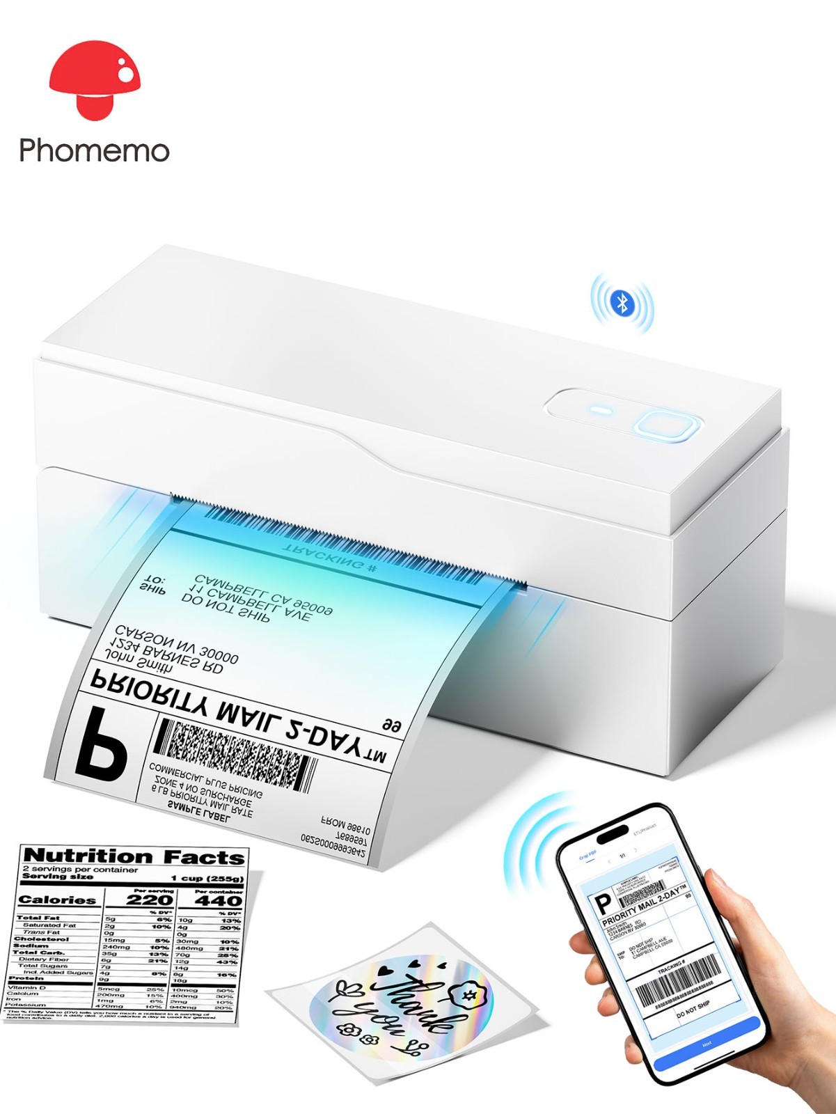 Phomemo 4X6 Bluetooth Thermal Printer Shipping Printer for Amazon, Ebay, Shopify