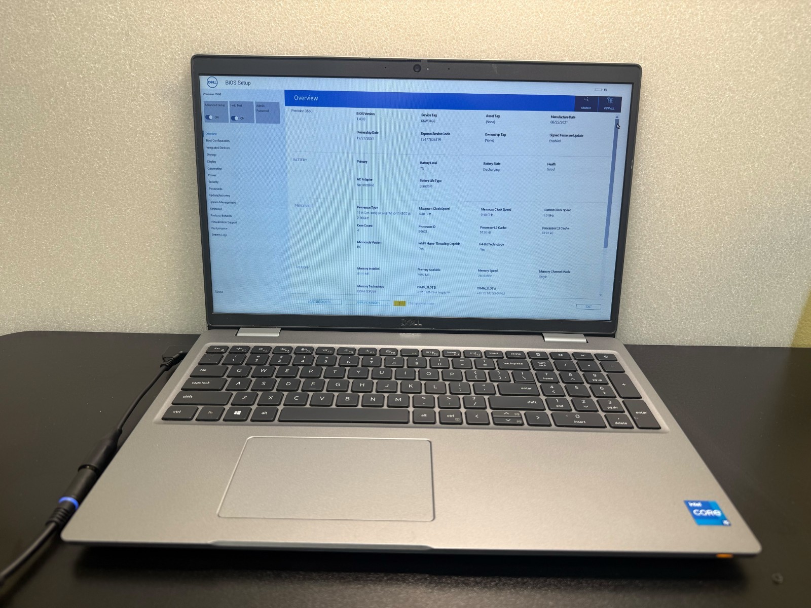 Dell Precision 3560 15.6" i5-1145G7 8GB RAM NO SSD