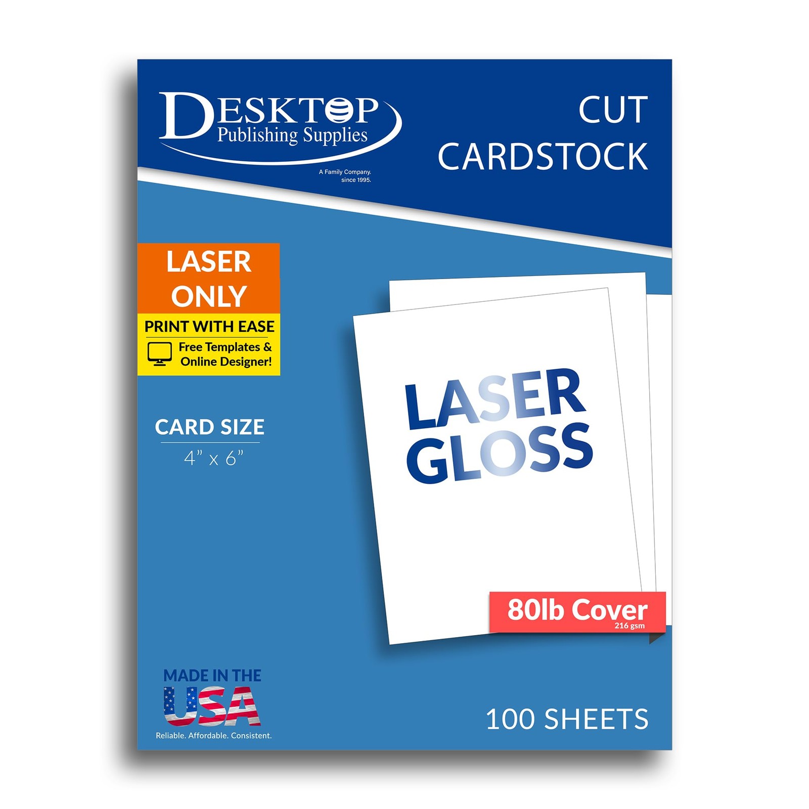 Glossy 4" X 6" Cardstock for Laser Printers - 100 Sheet Pack - High Gloss Inv...